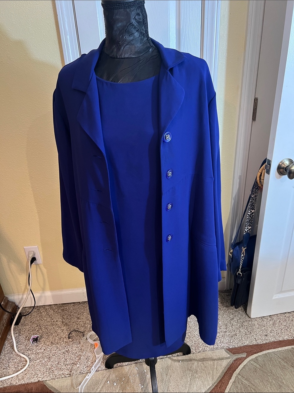 Womens Royal Blue Longline Blazer Jacket